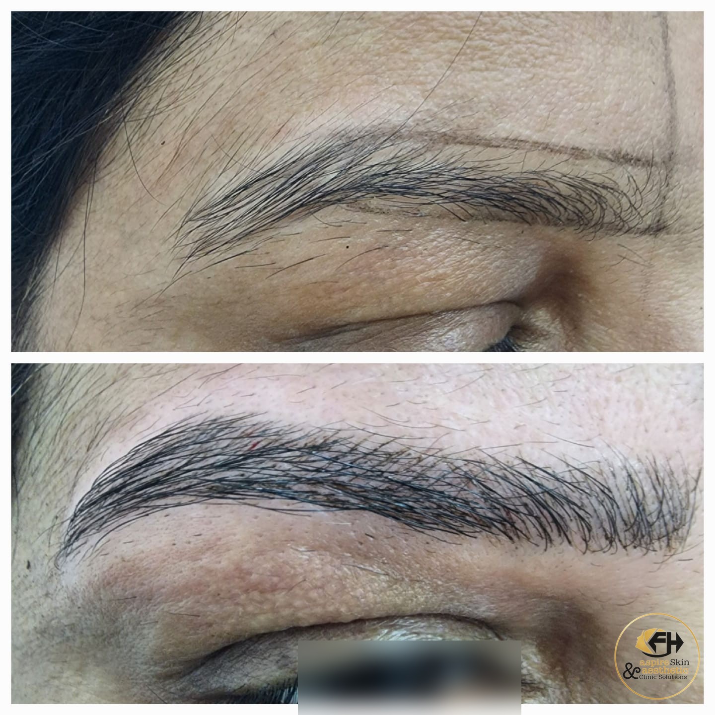 Eyebrow shaping and microblading before and after result